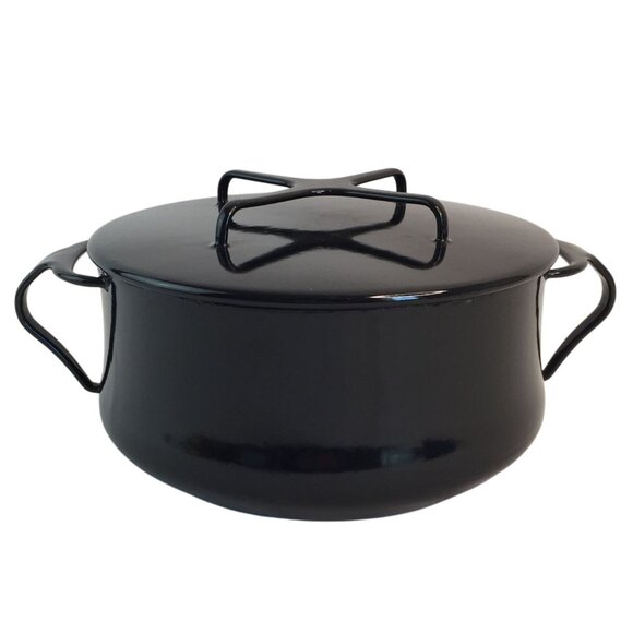 Dansk Kobenstyle Black Enamel 2 Quart Casserole Pot w/Trivet Lid France - Picture 1 of 11